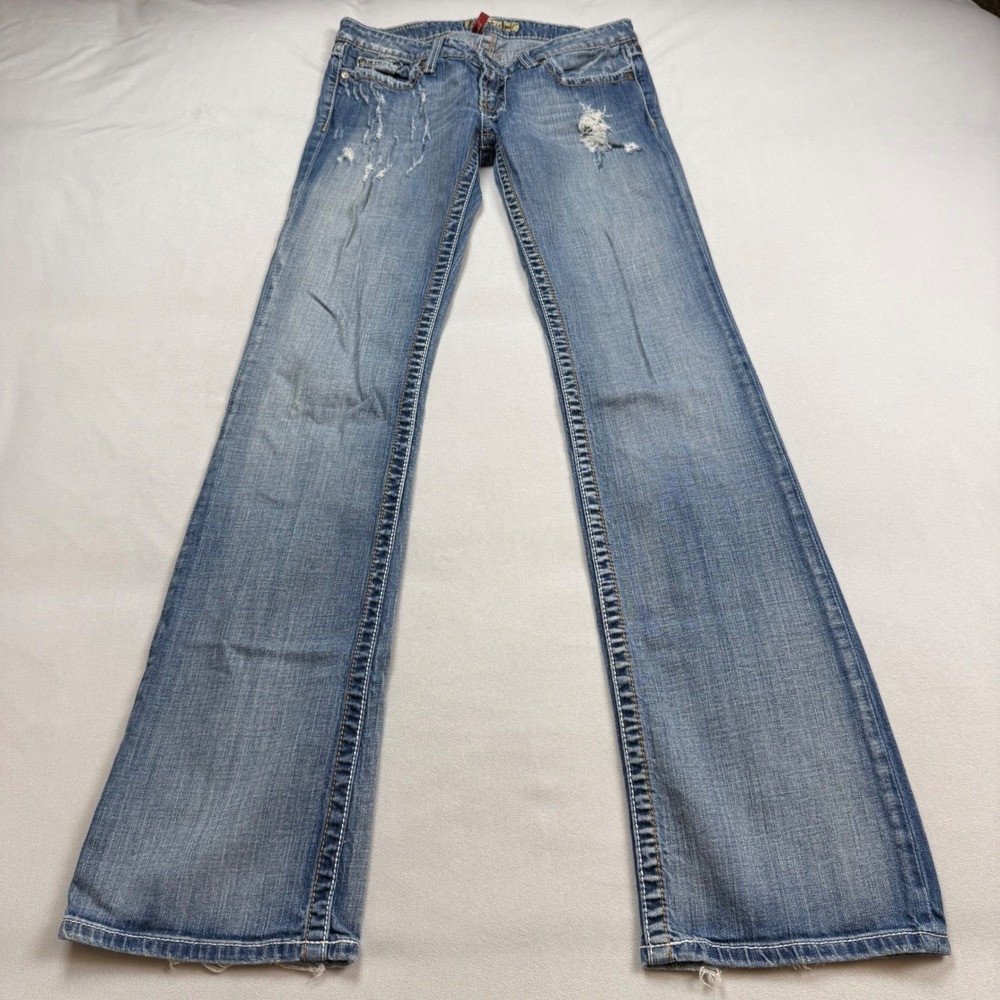 BKE Stella Bootcut Jeans 28x35.5 Distressed Light Wash Low Rise BK43116XL